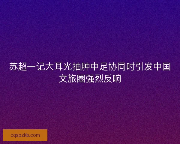 苏超一记大耳光抽肿中足协同时引发中国文旅圈强烈反响